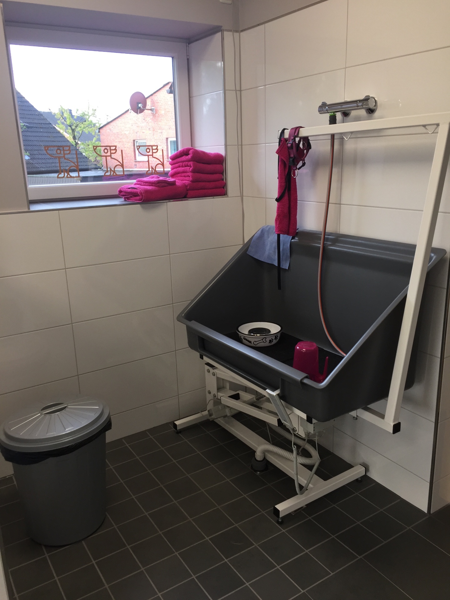 Höhenverstellbare Hundebadewanne im Salon